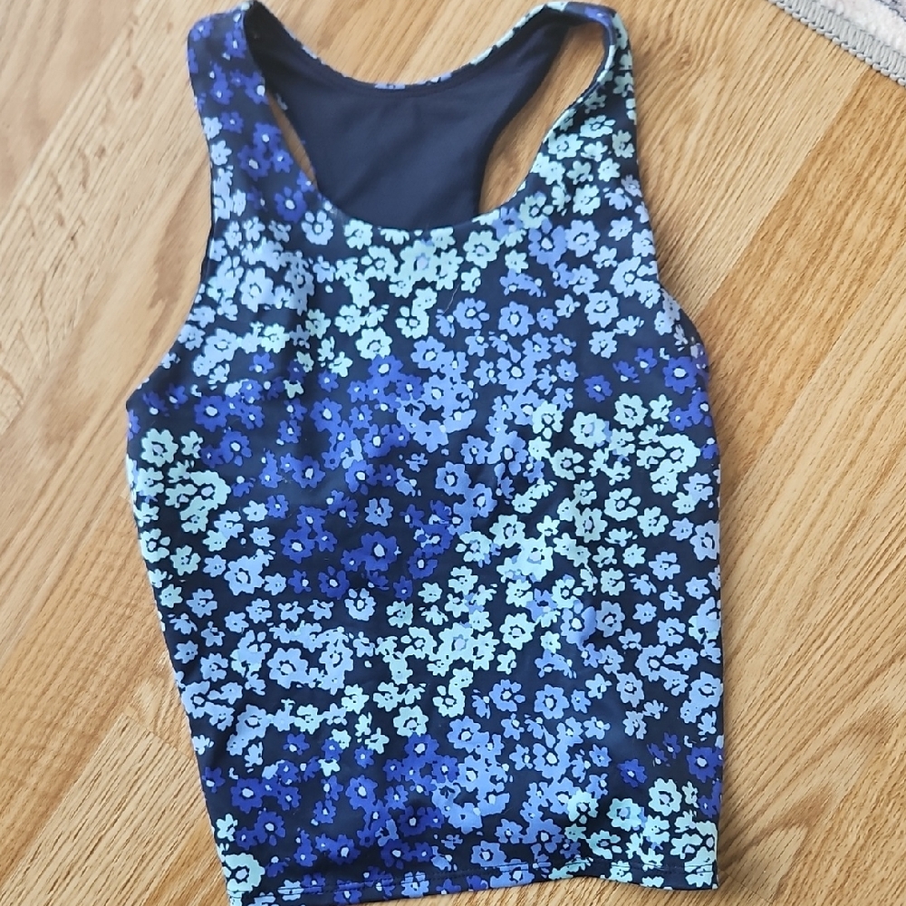 Athletic Works Blue Floral Tank Top